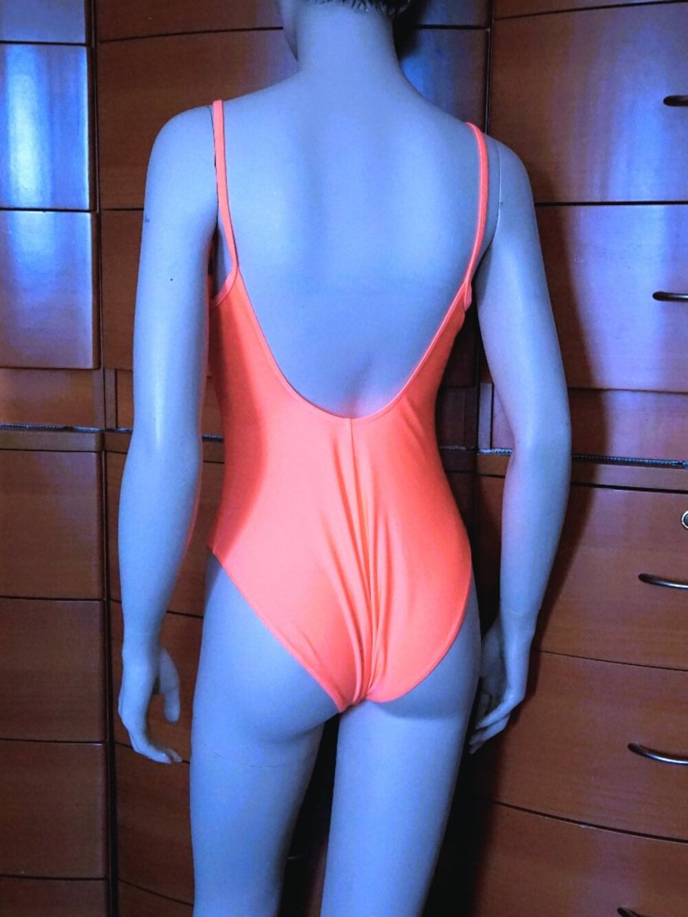 European One-Piece Swimsuit in Neon Salmon